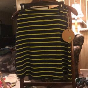 Dakini knit skirt NWT navy/yellow stripes